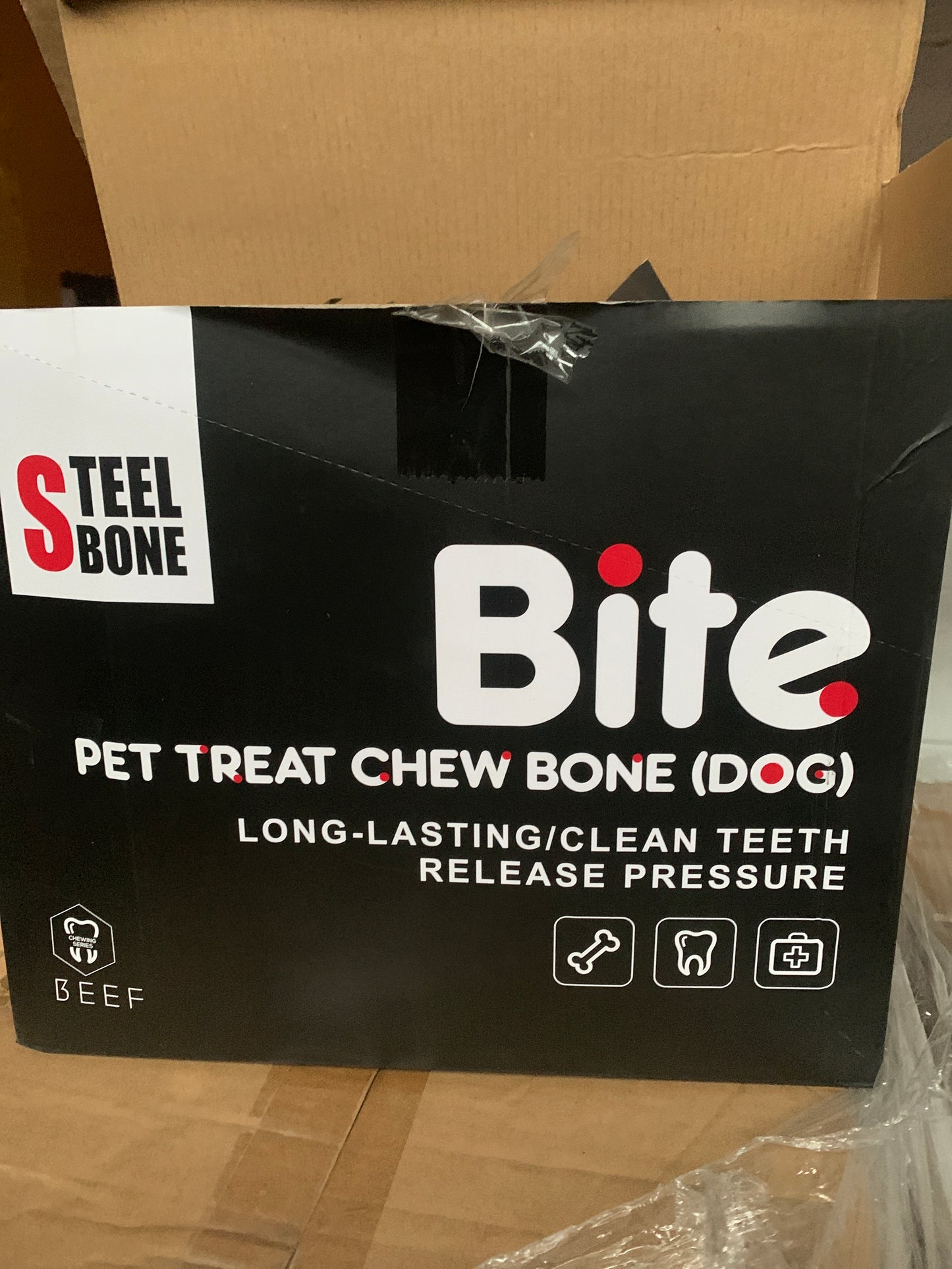 Steel Bone Bite Pet Treat Chew Bone (Dog) Beef or chicken