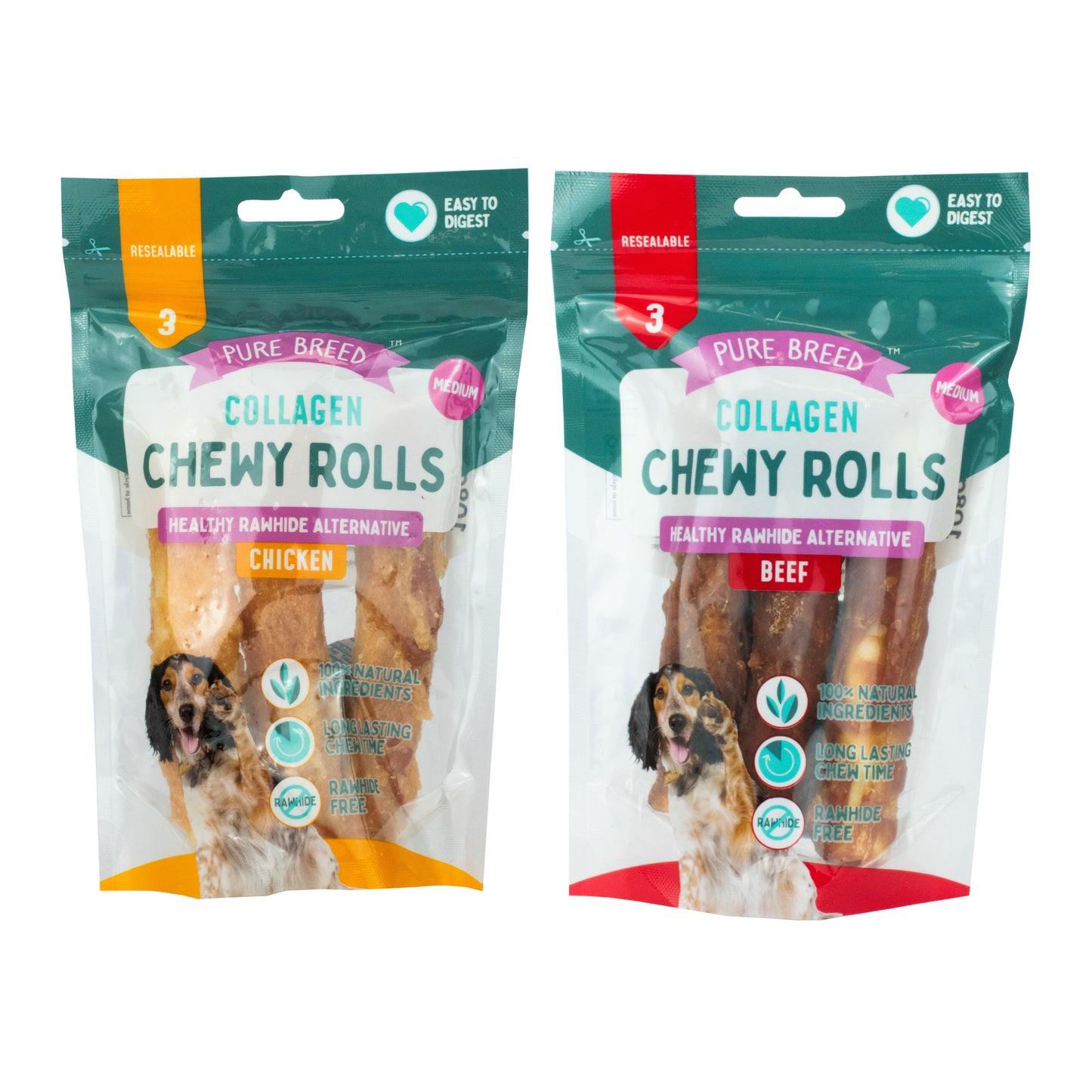 Pure Breed Collagen Roll Medium 3pk (108g)