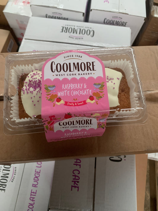 Coolmore raspberry and white chocolate cake 380g