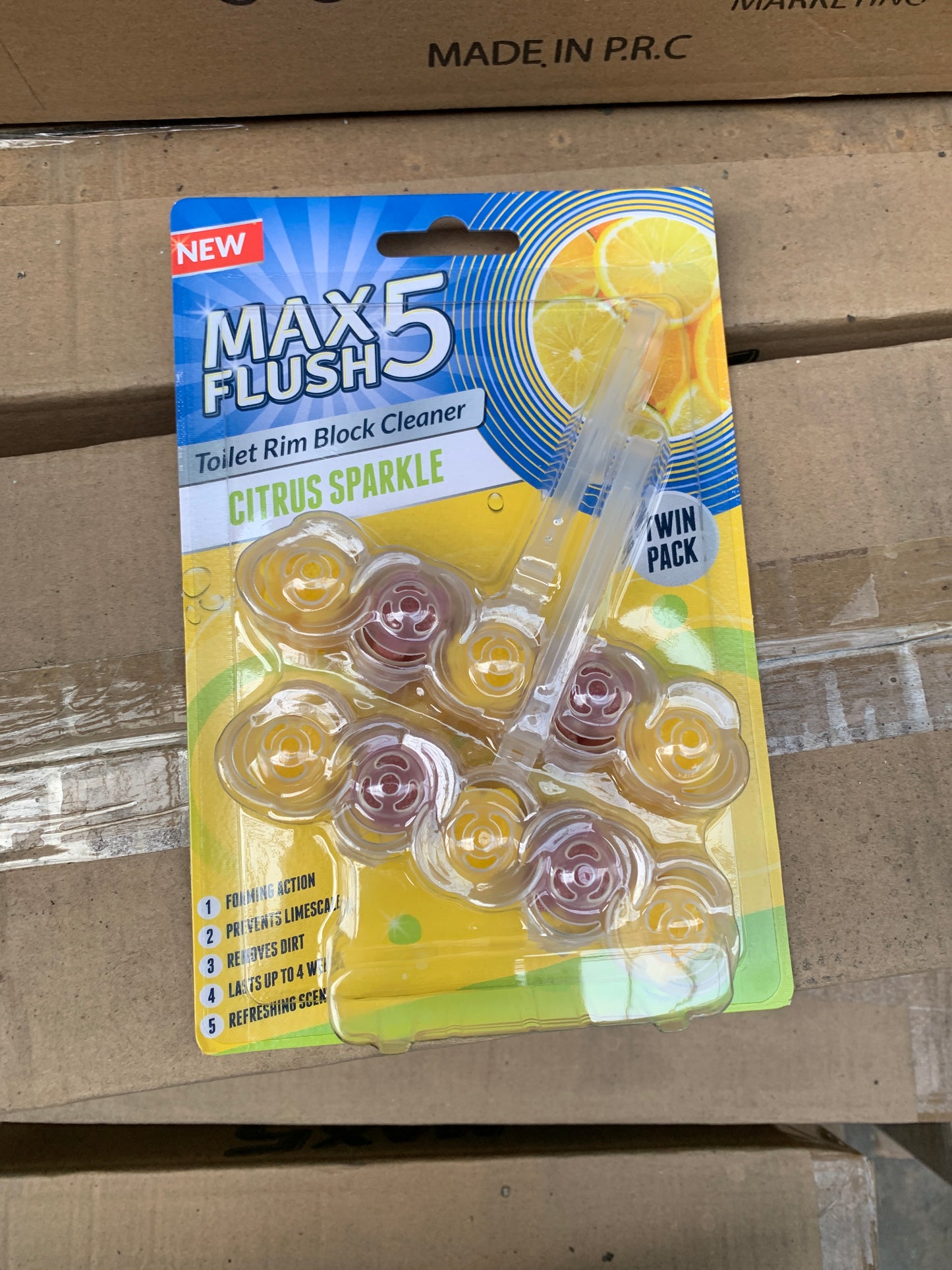 Max Flush 5 toilet rim block cleaner citrus sparkle twin pack