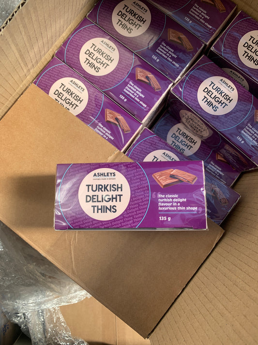 Ashleys Turkish Delight Thins 24 x 135g