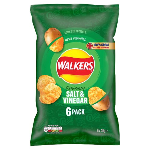 Walkers Salt & Vinegar Crisps 6 x 25g