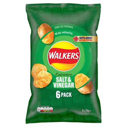 Walkers Salt & Vinegar Crisps 6 x 25g