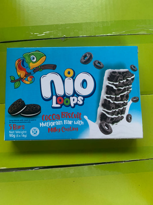 Nio Loops Cocoa Biscuit multigrain bar with milky coating 5 pack