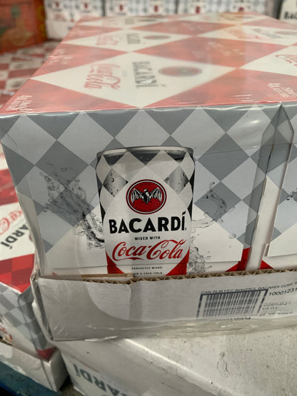 Bacardi mixed with Coco Cola 6x4x25cl