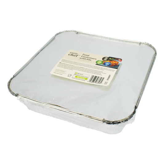Extra Large Foil Food Containers with Lids 2pk