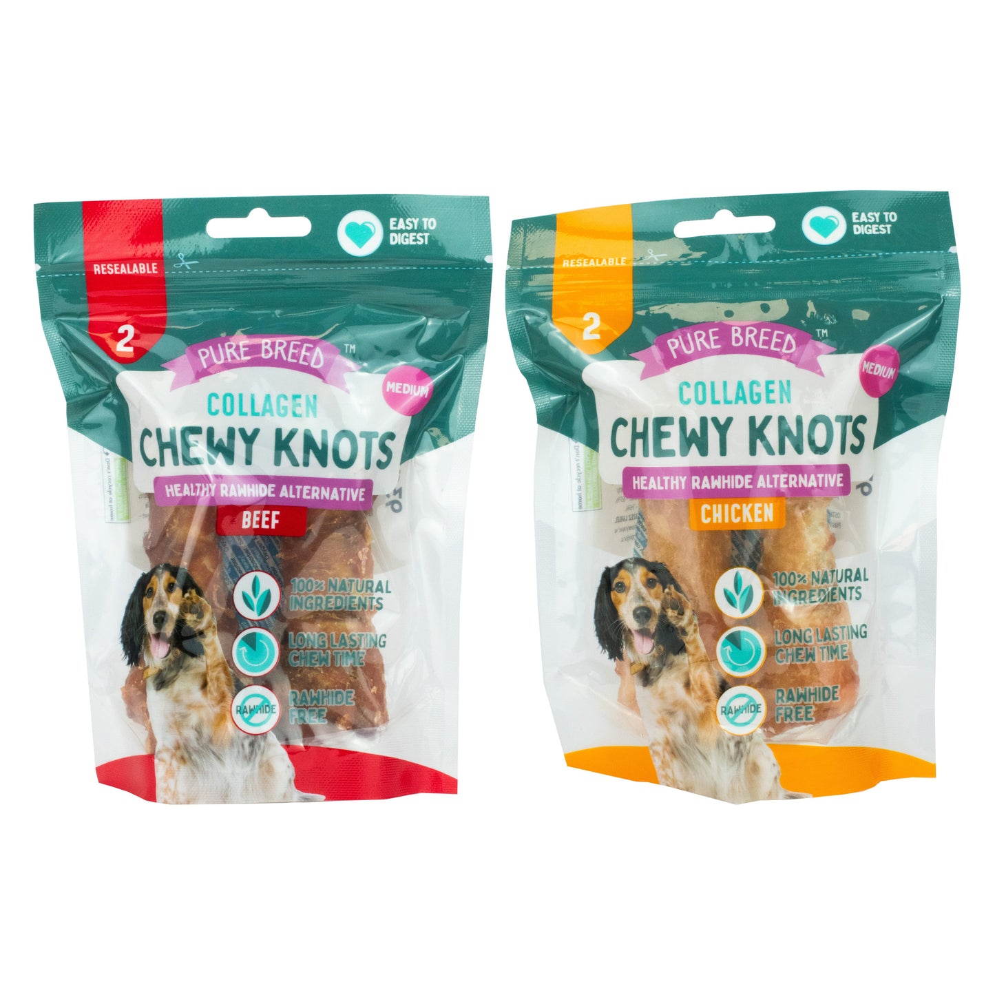 Pure Breed Collagen Knots Medium 2pk( 93g)