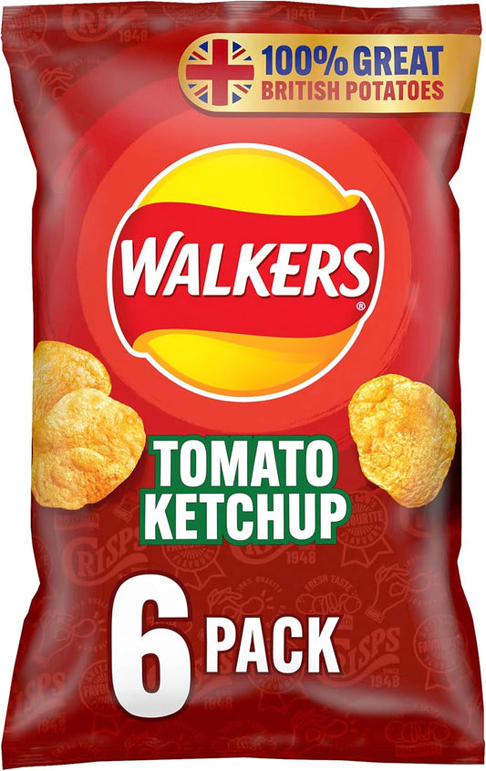 Walkers Tomato Ketchup Multipack Crisps 6x25g