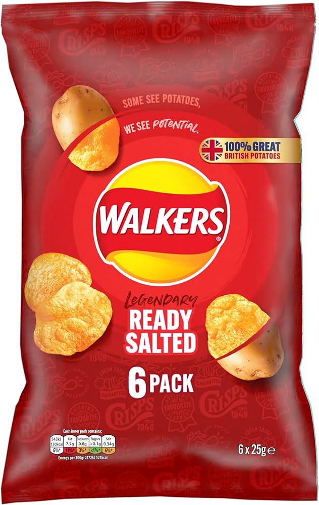 Walkers Ready Salted Multipack Crisps 6x25g